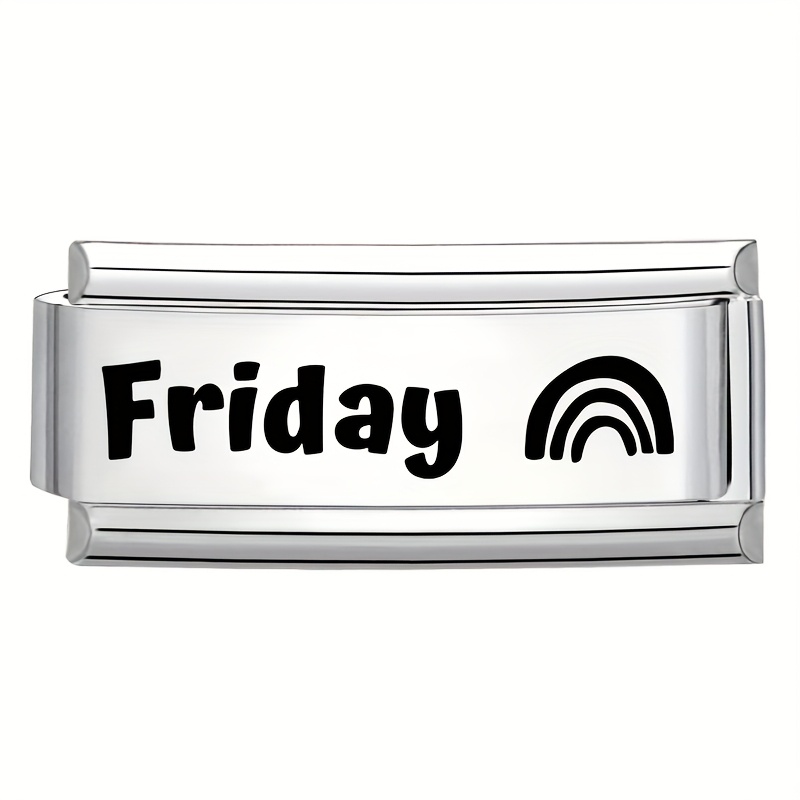 Laser-Engraved Black Lettering Style Bracelet, Months and Days